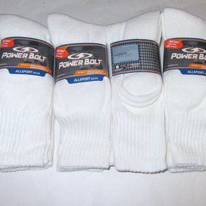 12 Pairs Womens USA Made Cotton Cushioned Power Bolt by Powersox Crew Socks
